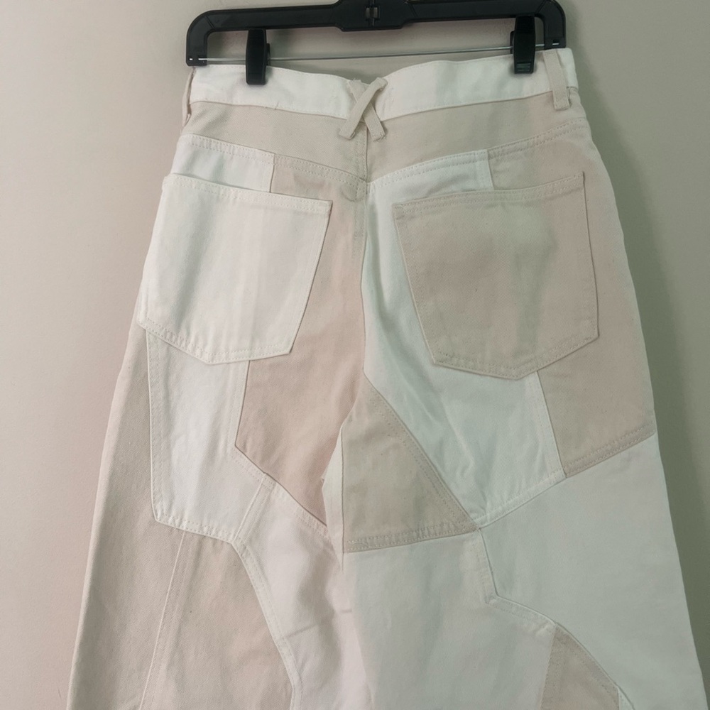 Zara woman’s Patchwork Wide-Leg Pants in Cream and White - Picture 11 of 12